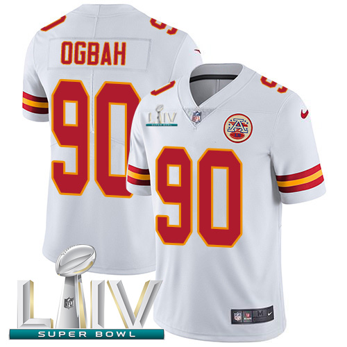 Kansas City Chiefs Nike #90 Emmanuel Ogbah White Super Bowl LIV 2020 Youth Stitched NFL Vapor Untouchable Limited Jersey